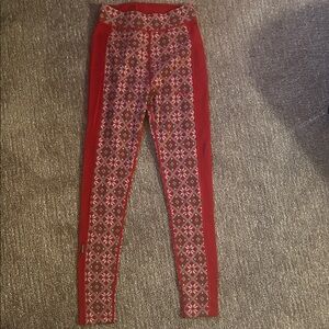 Kari Traa Red and Green Patterned Wool Leggings
